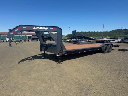 Used 2022 LAMAR TRAILERS H8 102x28 14K Flatbed Trailer GOOSENECK. USED