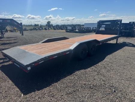 Used 2022 LAMAR TRAILERS H8 102x28 14K Flatbed Trailer GOOSENECK. USED