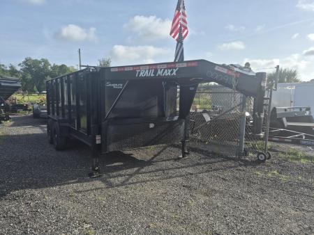 New 2025 Trail Maxx Trailers 7 x 16ft. Gooseneck Dump Trailer with 4' Sides and 14,000K Capacity Dump Trailer