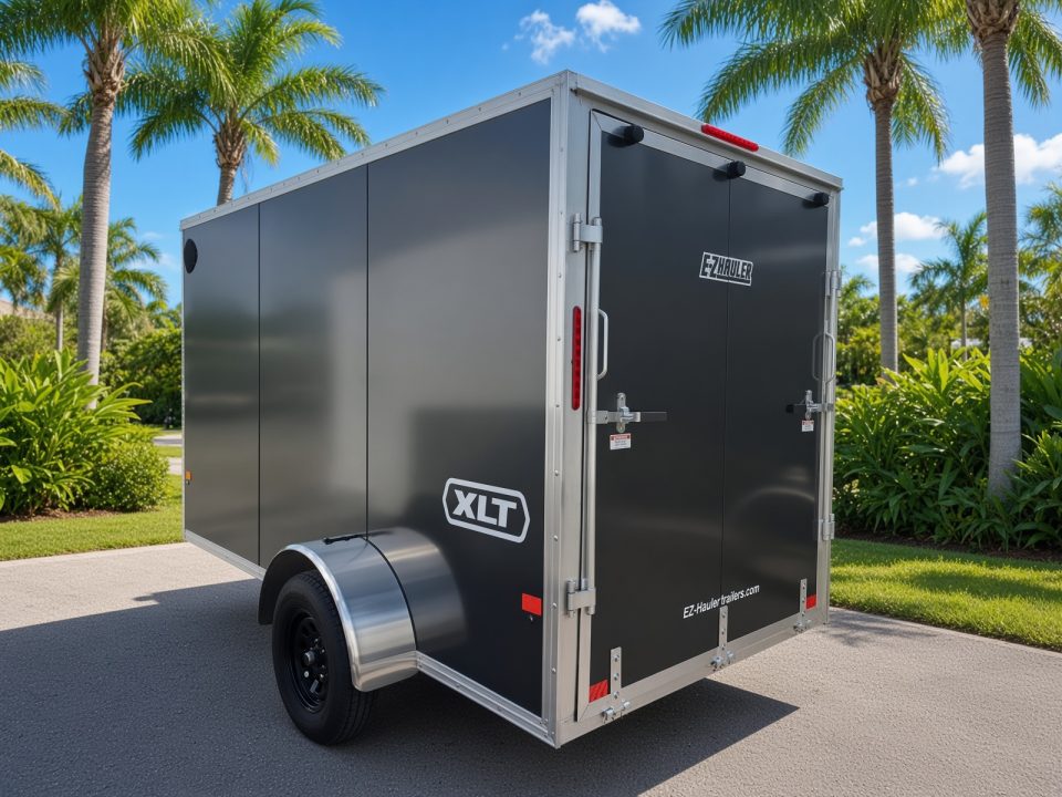 New 2026 ALCOM 6x12 Aluminum Enclosed Trailer – Charcoal | 2,990 GVWR | 6" Extra Height Cargo / Enclosed Trailer