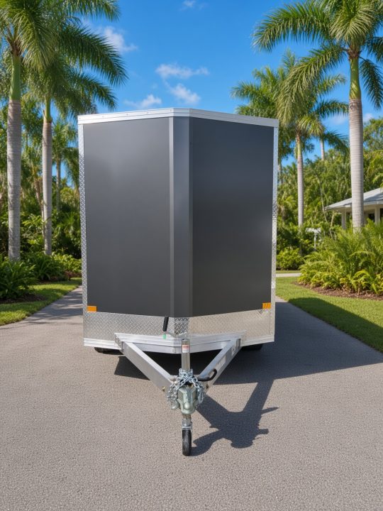 New 2026 ALCOM 6x12 Aluminum Enclosed Trailer – Charcoal | 2,990 GVWR | 6" Extra Height Cargo / Enclosed Trailer