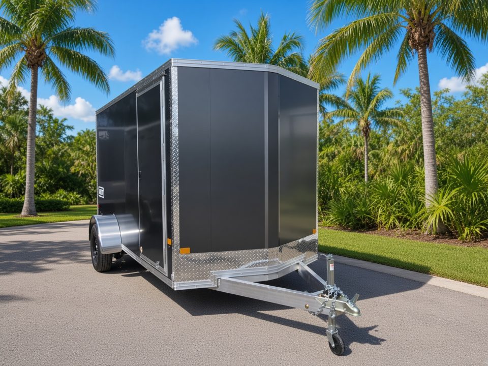 New 2026 ALCOM 6x12 Aluminum Enclosed Trailer – Charcoal | 2,990 GVWR | 6" Extra Height Cargo / Enclosed Trailer