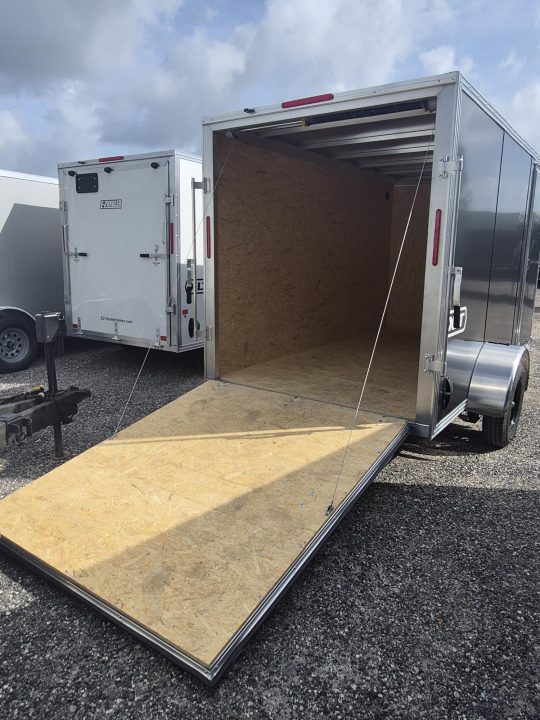 New 2026 ALCOM Aluminum 6x12 Charcoal Enclosed Trailer with 2990 GVWR 6" Extra Height Cargo / Enclosed Trailer