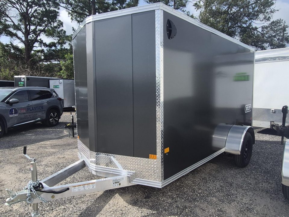 New 2026 ALCOM Aluminum 6x12 Charcoal Enclosed Trailer with 2990 GVWR 6" Extra Height Cargo / Enclosed Trailer