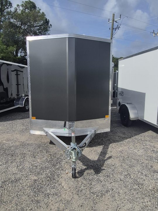 New 2026 ALCOM Aluminum 6x12 Charcoal Enclosed Trailer with 2990 GVWR 6" Extra Height Cargo / Enclosed Trailer