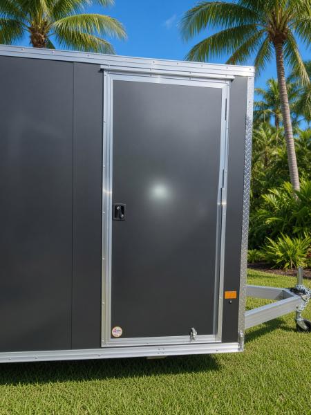 New 2026 ALCOM 6x12 Aluminum Enclosed Trailer – Charcoal | 2,990 GVWR | 6" Extra Height Cargo / Enclosed Trailer