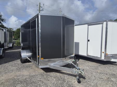 New 2026 ALCOM Aluminum 6x12 Charcoal Enclosed Trailer with 2990 GVWR 6" Extra Height Cargo / Enclosed Trailer