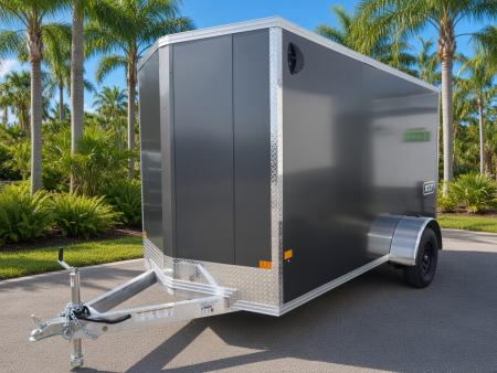 New 2026 ALCOM 6x12 Aluminum Enclosed Trailer – Charcoal | 2,990 GVWR | 6" Extra Height Cargo / Enclosed Trailer