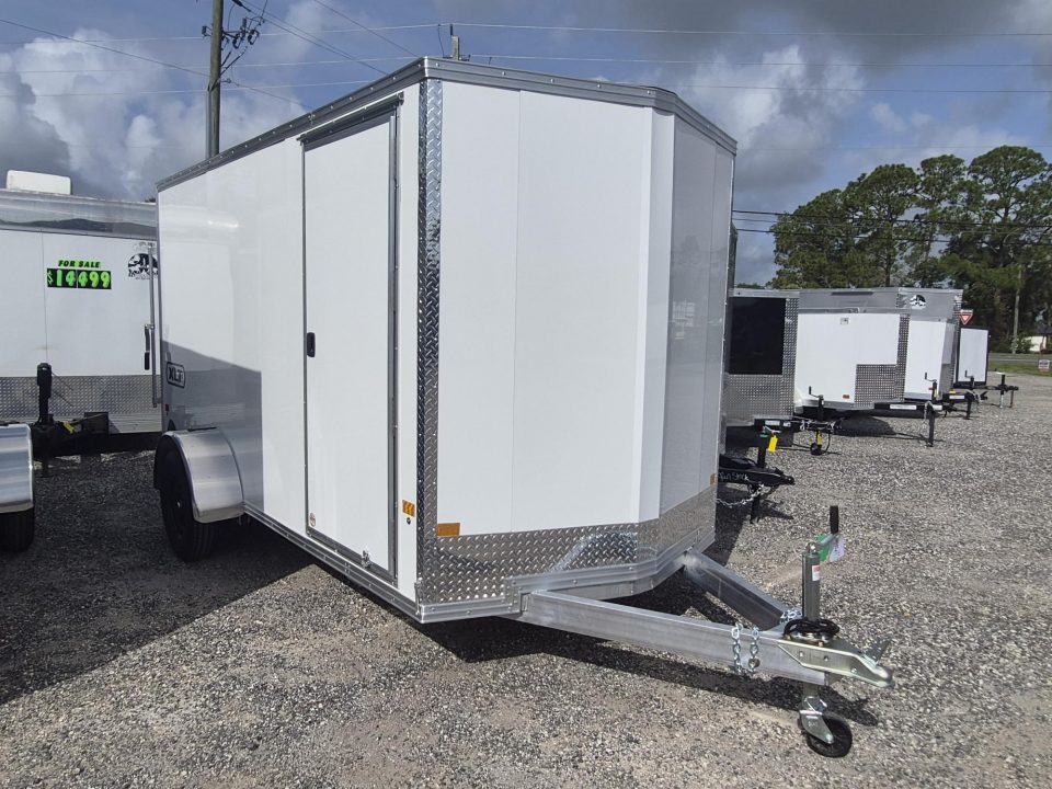 New 2026 ALCOM Aluminum 6x12 White Enclosed Trailer with 2990 GVWR with 6" Extra Height Cargo / Enclosed Trailer