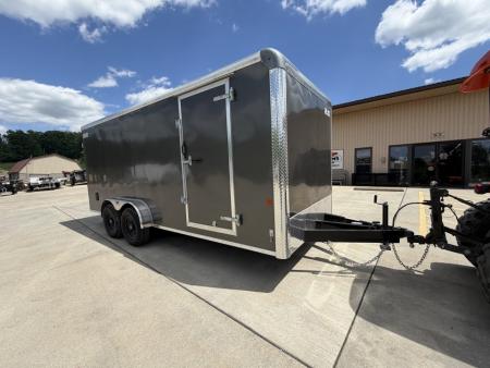 New 2026 Car Mate Trailers 7x18 Custom Cargo HD Enclosed Trailer - Charcoal Gray - (6  Extra Height - 16  O/C Cross Members) - w/ Ramp - 9990# GVWR