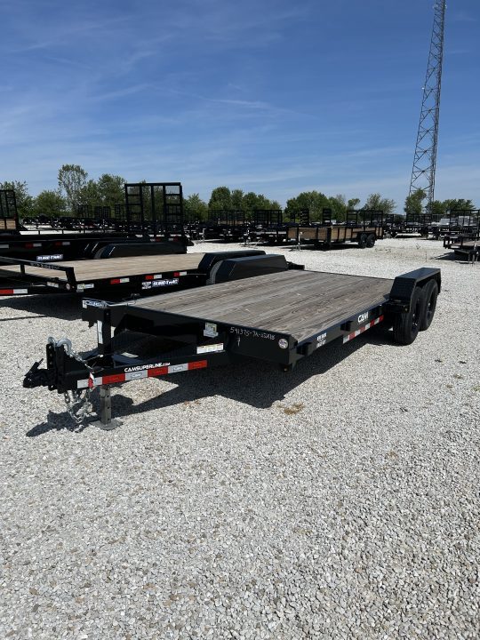 New 2025 Cam Superline 7 x 18 (14+4) CAM Wood Deck Car Hauler 7K