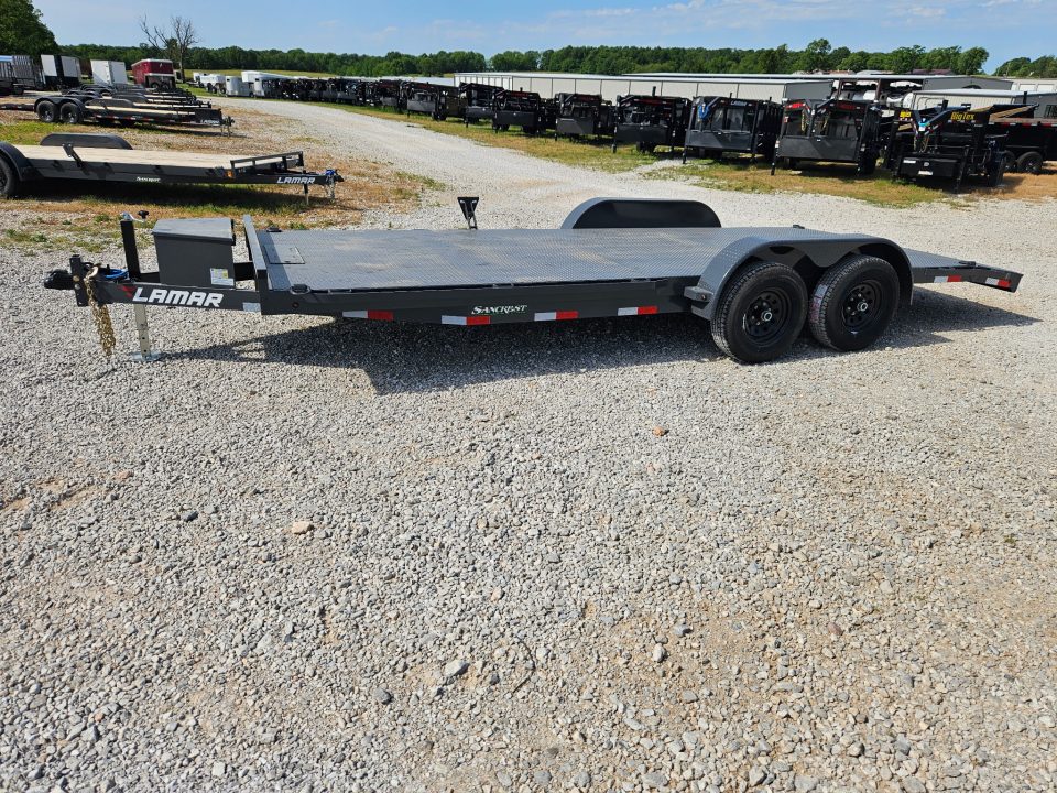 New 2026 Lamar 83X20 TANDEM 10K STEEL DECK CAR HAULER W/2 FT DOVE & SLIDE OUT RAMPS