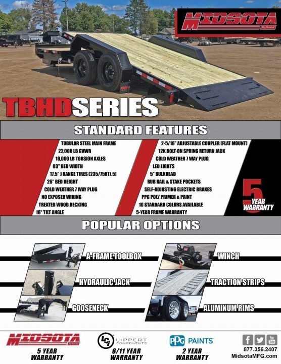 New 2026 Midsota 24' HD Tiltbed Equipment Tilt Trailer