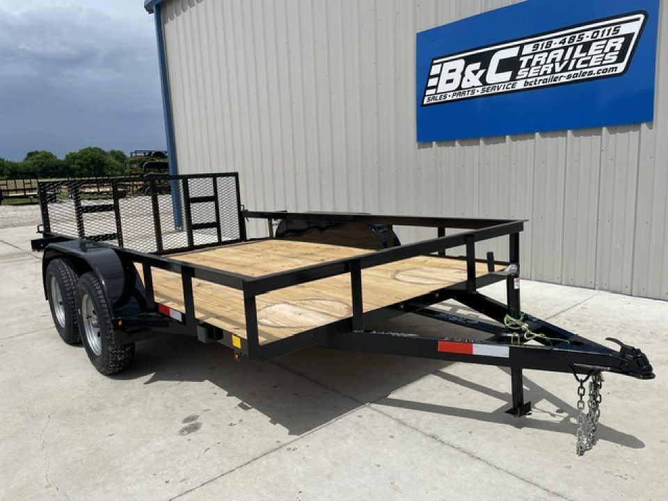 New C&M 82x12 ANGLE TOP UTILITY (2) 3500lb TANDEM AXLES, GVWR 7000lb, W/32" GATE, DOVETAIL