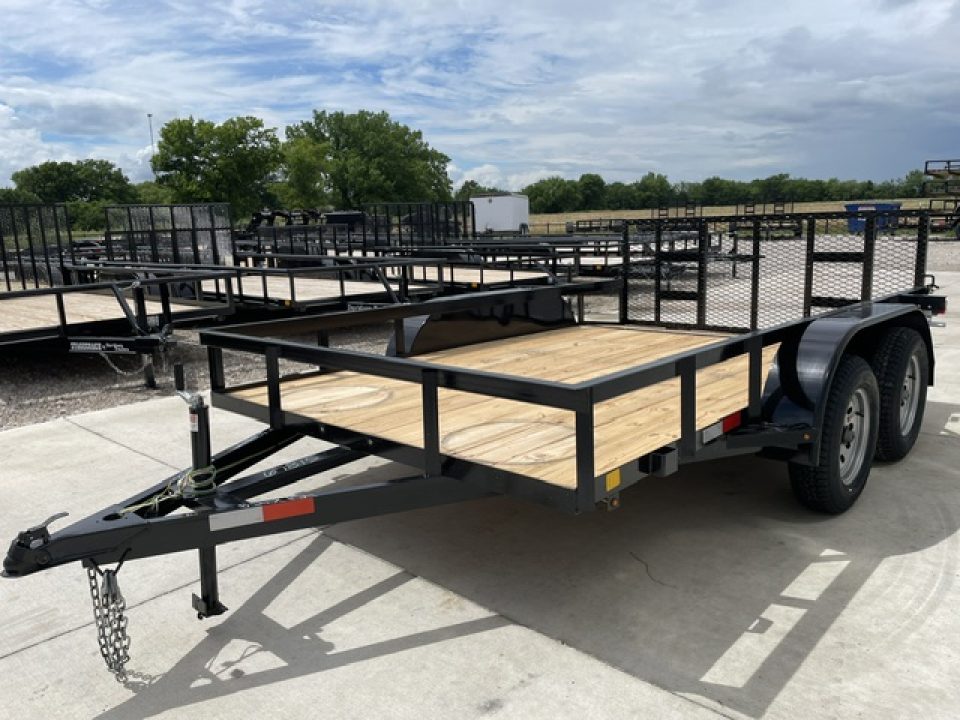 New C&M 82x12 ANGLE TOP UTILITY (2) 3500lb TANDEM AXLES, GVWR 7000lb, W/32" GATE, DOVETAIL
