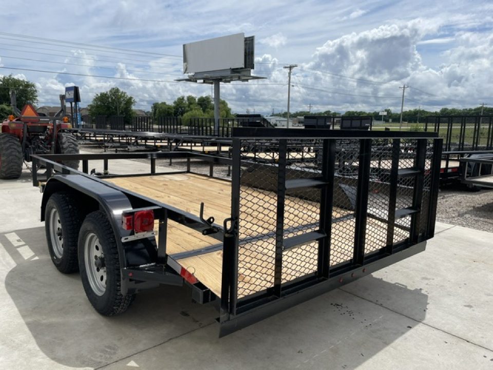 New C&M 82x12 ANGLE TOP UTILITY (2) 3500lb TANDEM AXLES, GVWR 7000lb, W/32" GATE, DOVETAIL