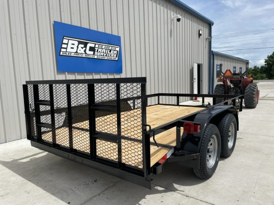 New C&M 82x12 ANGLE TOP UTILITY (2) 3500lb TANDEM AXLES, GVWR 7000lb, W/32" GATE, DOVETAIL