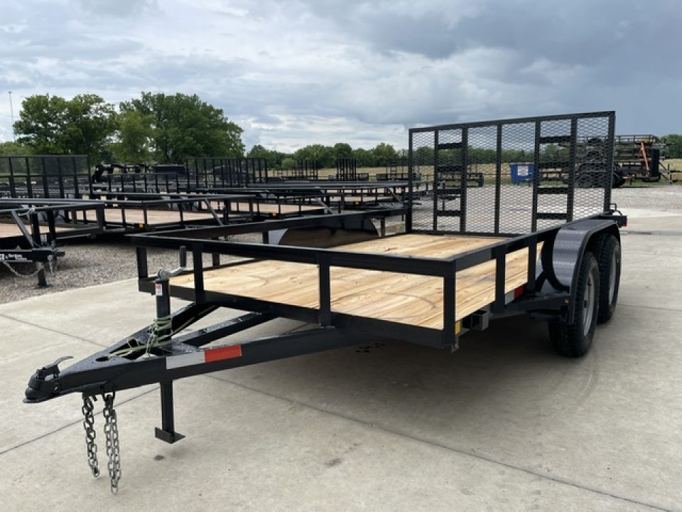 New C&M 82X12 ANGLE TOP UTILTY (2) 3500lb TANDEM AXLES, GVWR 7000lb W/4' GATE