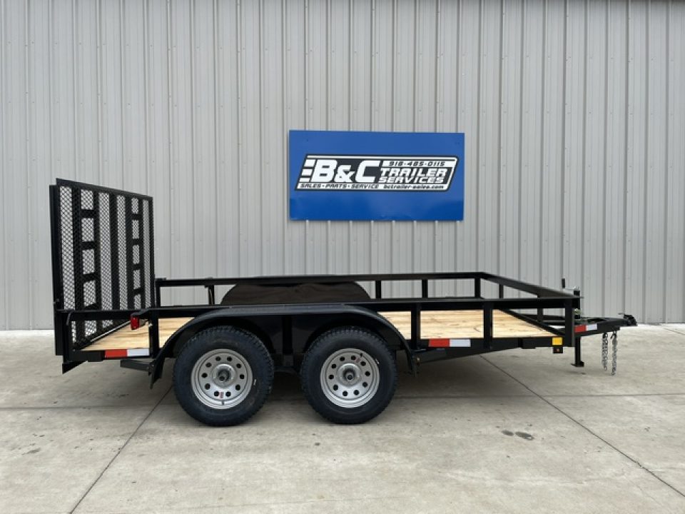 New C&M 82X12 ANGLE TOP UTILTY (2) 3500lb TANDEM AXLES, GVWR 7000lb W/4' GATE