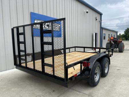 New C&M 82X12 ANGLE TOP UTILTY (2) 3500lb TANDEM AXLES, GVWR 7000lb W/4' GATE