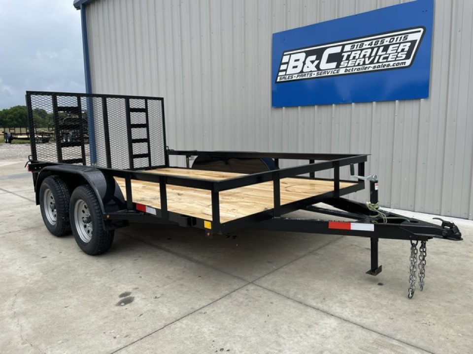 New C&M 82X12 ANGLE TOP UTILTY (2) 3500lb TANDEM AXLES, GVWR 7000lb W/4' GATE