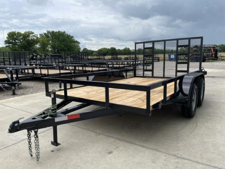 New C&M 82X12 ANGLE TOP UTILTY (2) 3500lb TANDEM AXLES, GVWR 7000lb W/4' GATE