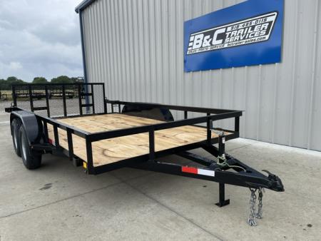 New 2026 C&M 82X14 ANGLE TOP UTILITY (2) 3500lb TANDEM AXLES, GVWR 7000lb, 32" GATE, DOVETAIL