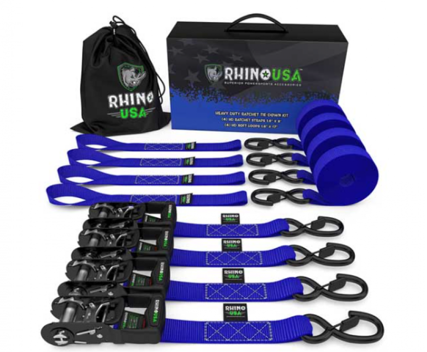 New Rhino USA 1.6IN X 8FT RATCHET TIE-DOWN-Blue