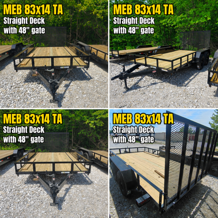New 2026 MEB 83x14 TA , 2' dovetail with 30" gate or straight deck with 48" gate, 3.5k axles Utility Trailer