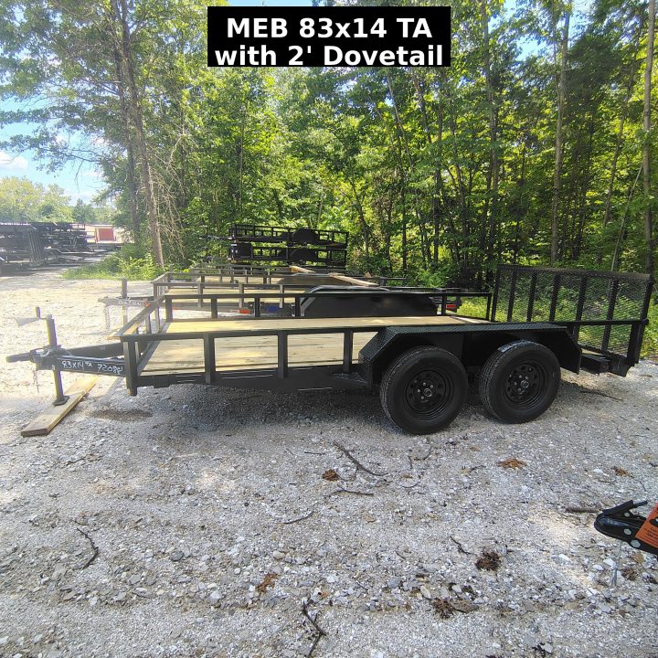 New 2026 MEB 83x14 TA , 2' dovetail with 30" gate or straight deck with 48" gate, 3.5k axles Utility Trailer