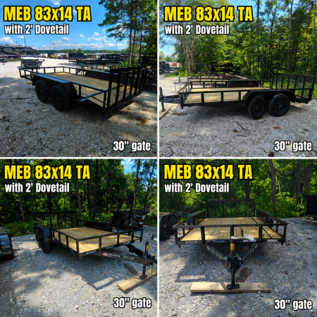 New 2026 MEB 83x14 TA , 2' dovetail with 30  gate or straight deck with 48  gate, 3.5k axles Utility Trailer