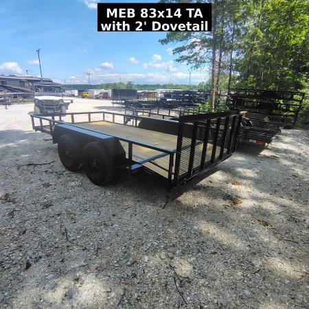 New 2026 MEB 83x14 TA , 2' dovetail with 30" gate or straight deck with 48" gate, 3.5k axles Utility Trailer
