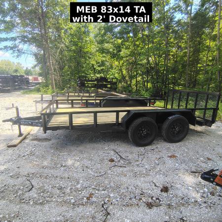New 2026 MEB 83x14 TA , 2' dovetail with 30" gate or straight deck with 48" gate, 3.5k axles Utility Trailer