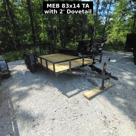 New 2026 MEB 83x14 TA , 2' dovetail with 30" gate or straight deck with 48" gate, 3.5k axles Utility Trailer