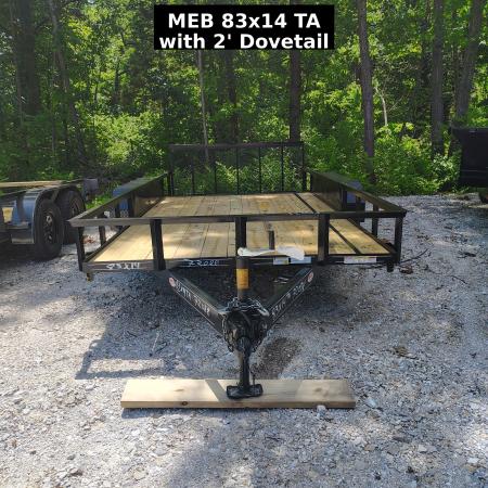 New 2026 MEB 83x14 TA , 2' dovetail with 30" gate or straight deck with 48" gate, 3.5k axles Utility Trailer