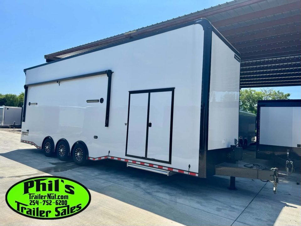 New Haulmark NEW 85X32 ALUMINUM STACKER WITH ESCAPE DOOR ENCLOSED RACE TRAILER Car / Racing Trailer TWO CAR HAULER