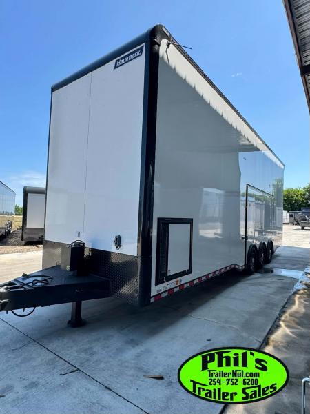 New Haulmark NEW 85X32 ALUMINUM STACKER WITH ESCAPE DOOR ENCLOSED RACE TRAILER Car / Racing Trailer TWO CAR HAULER