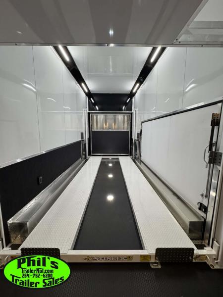 New Haulmark NEW 85X32 ALUMINUM STACKER WITH ESCAPE DOOR ENCLOSED RACE TRAILER Car / Racing Trailer TWO CAR HAULER