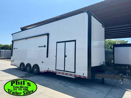 New Haulmark NEW 85X32 ALUMINUM STACKER WITH ESCAPE DOOR ENCLOSED RACE TRAILER Car / Racing Trailer TWO CAR HAULER