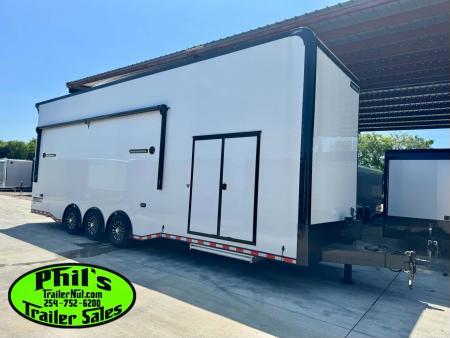 New Haulmark NEW 85X32 ALUMINUM STACKER WITH ESCAPE DOOR ENCLOSED RACE TRAILER Car / Racing Trailer TWO CAR HAULER