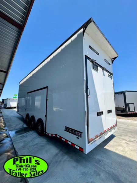 New Haulmark NEW 85X32 ALUMINUM STACKER WITH ESCAPE DOOR ENCLOSED RACE TRAILER Car / Racing Trailer TWO CAR HAULER