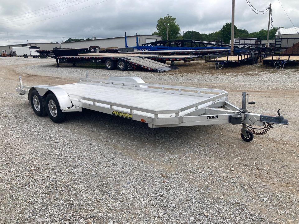 Used 2022 Aluma 78X18 TANDEM 7K ALUMINUM CH W/ SLIDE IN RAMPS Car Hauler