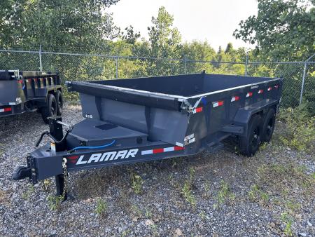 New 2026 Lamar Trailers 7 X 14 FT LOW PRO DUMP TRAILER W/ TARP KIT RAMPS 14 PLY TIRES 14K GVWR