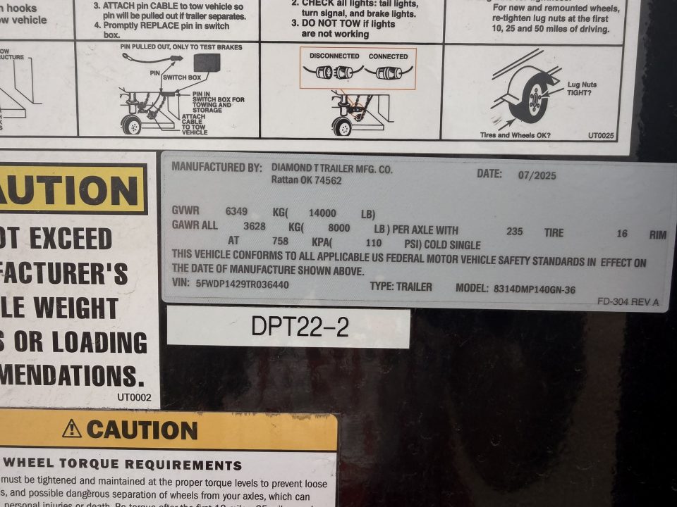 Used 2026 Diamond T 7-14-4H Gooseneck Dump 8K AXLES Dump Trailer
