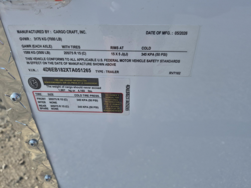 New 2026 Cargo Craft 7x16 Tandem Axle Enclosed Trailer | White Cargo Trailer