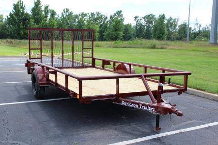 New 2026 Davidson Trailers 83X14 PIPE TOP W/4' GATE MAROON Utility Trailer