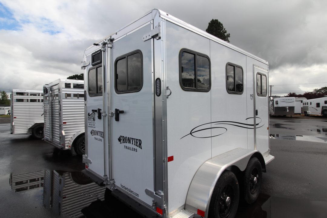 New 2026 Frontier Strider 2 Horse Aluminum Trailer - Drop down windows