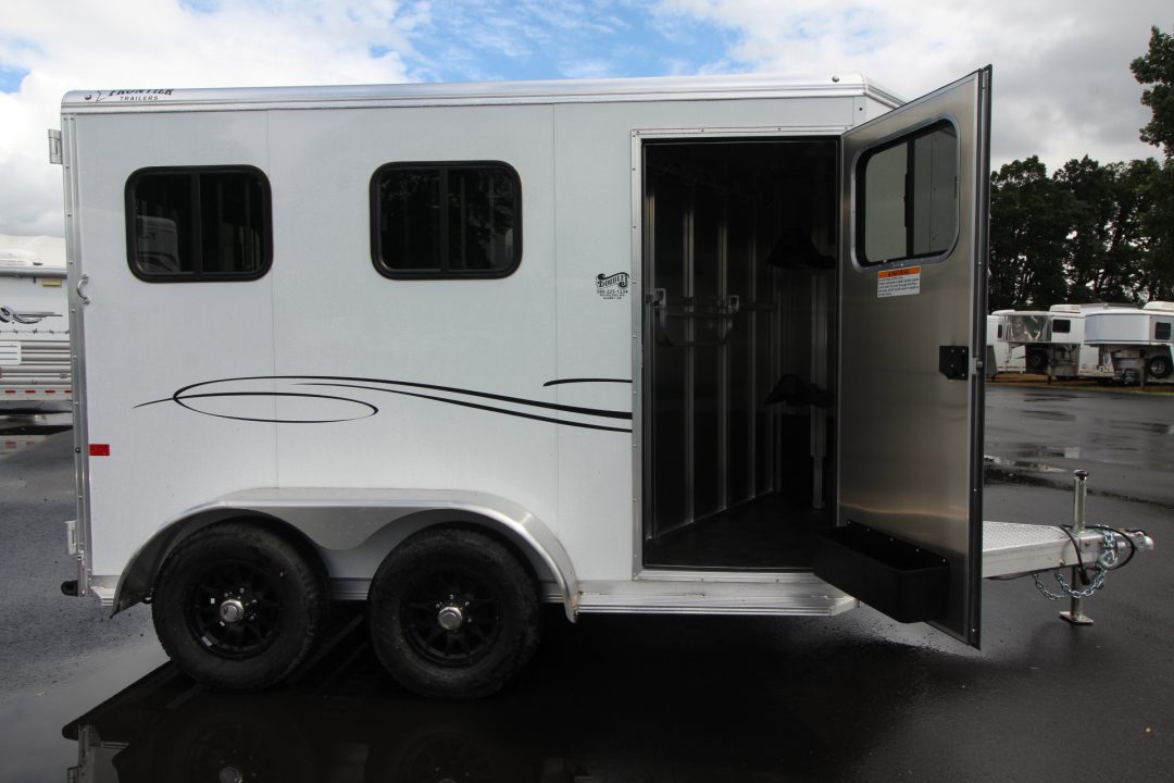 New 2026 Frontier Strider 2 Horse Aluminum Trailer - Drop down windows