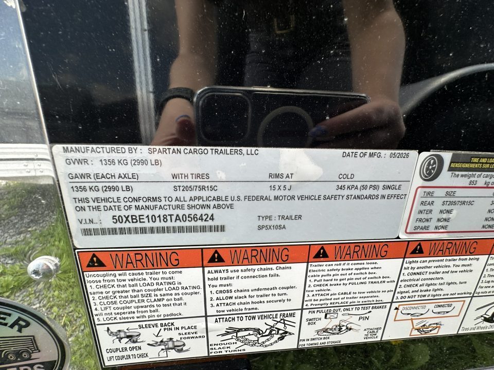 New 2026 Spartan Cargo SP5X10SA Cargo / Enclosed Trailer