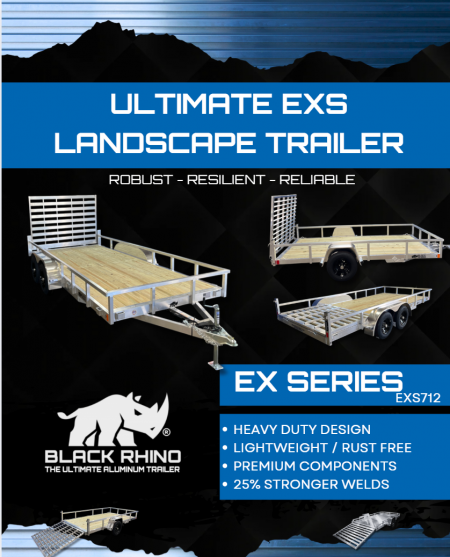 New 2026 Black Rhino *INCOMING* Aluminum 7K GVWR, 81 x14', EXT714 Tandem w/ Dual Wheel Swivel Jack & Wood Deck Utility Trailer